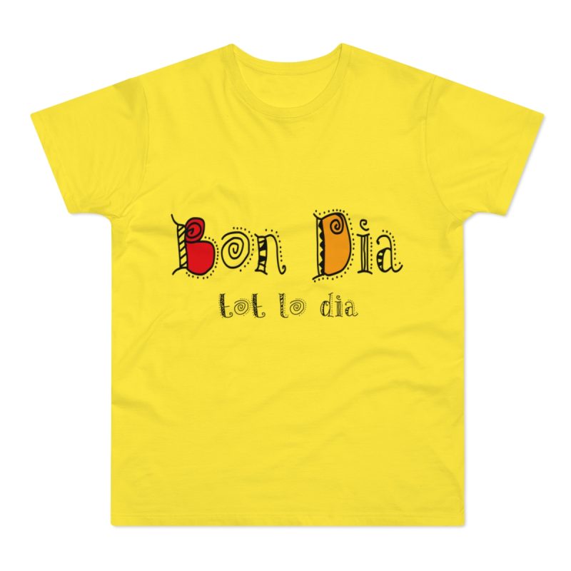 Camiseta hombre punto liso - Amarillo solar - Camiseta Bon dia tot lo dia