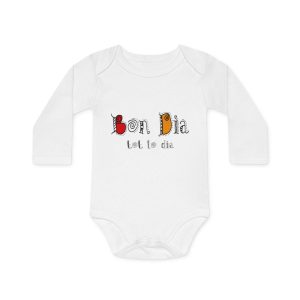 Body bebe manga larga organico - Blanco - Camiseta Bon dia tot lo dia