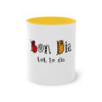 Taza bicolor - Amarillo dorado - Camiseta Bon dia tot lo dia Taza bicolor - Amarillo dorado - Camiseta Bon dia tot lo dia