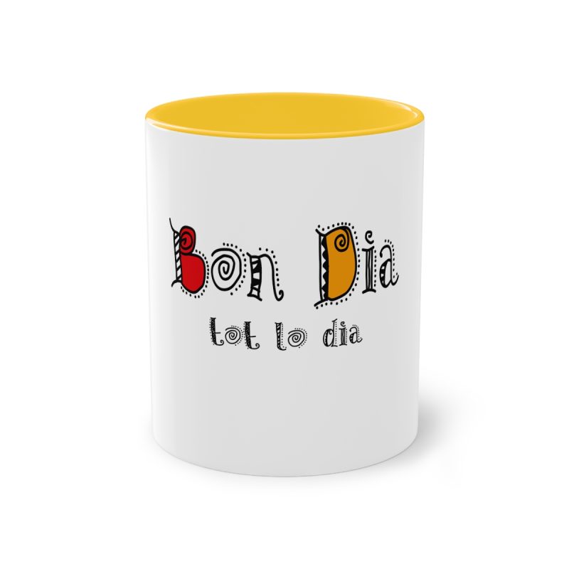 Taza bicolor - Amarillo dorado - Camiseta Bon dia tot lo dia