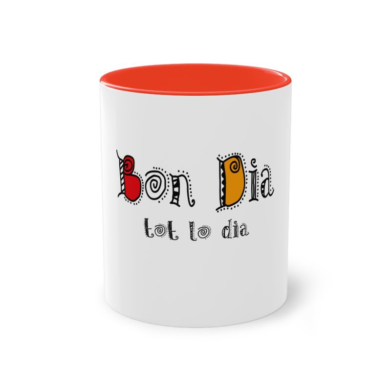 Taza bicolor - Rojo - Camiseta Bon dia tot lo dia