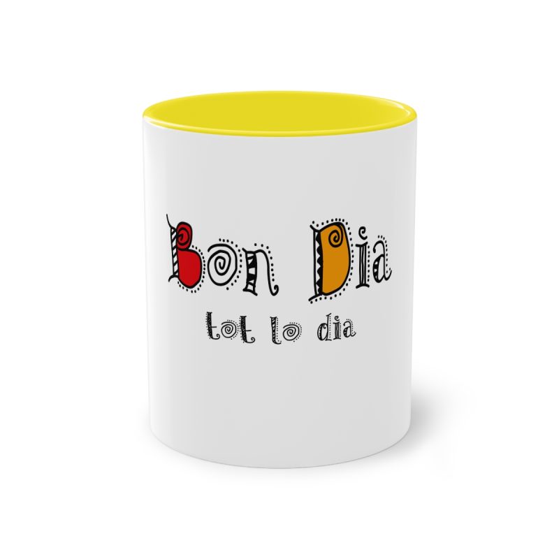 Taza bicolor - Amarillo - Camiseta Bon dia tot lo dia