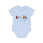 Body bebe manga corta organico - Azul empolvado - Camiseta Bon dia tot lo dia