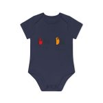 Body bebe manga corta organico - Azul marino nautico - Camiseta Bon dia tot lo dia