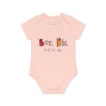 Body bebe manga corta organico - Rosa empolvado - Camiseta Bon dia tot lo dia
