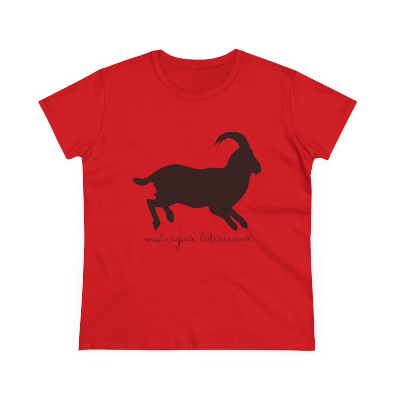 Camiseta mujer algodon medio - Rojo - Miotragus balearicus