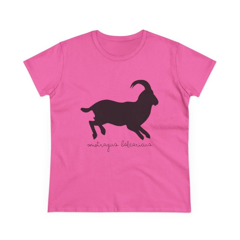 Camiseta mujer algodon medio - Rosa azalea - Miotragus balearicus