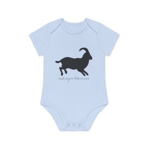 Body bebe manga corta organico - Azul empolvado - Miotragus balearicus