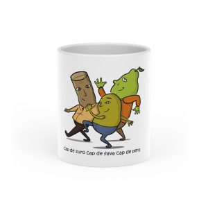 Cap de suro, cap de fava, cap de pera — Taza con asa de corazon
