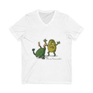 Oliva trencada — Camiseta cuello de pico