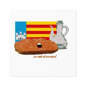 Pa amb oli nacional bandera — Pegatinas laminadas cuadradas