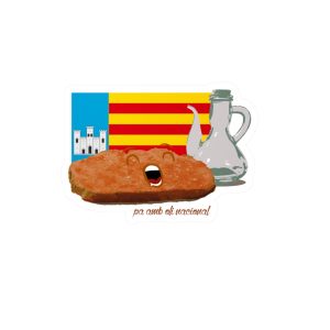 Pa amb oli nacional bandera — Pegatinas de vinilo troqueladas