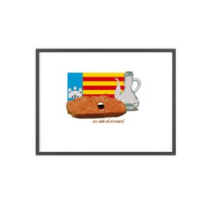 Pa amb oli nacional bandera — Poster con marco de madera