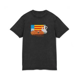 Pa amb oli nacional bandera — Camiseta lavado acido cuello redondo