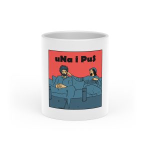 «Una i pus, amics» — Taza con asa de corazon