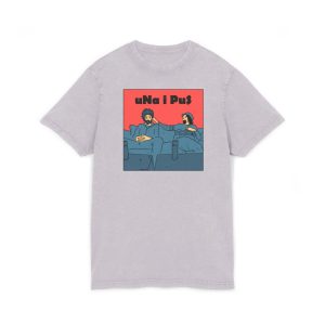 «Una i pus, amics» — Camiseta lavado acido cuello redondo