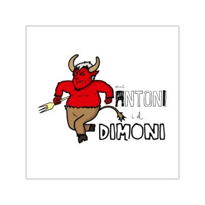 Sant Antoni i el Dimoni — Pegatinas de vinilo cuadradas