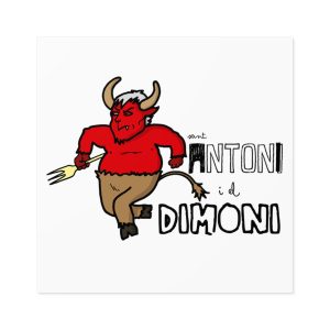 Sant Antoni i el Dimoni — Pegatinas laminadas cuadradas