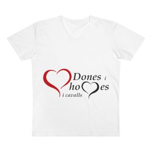 «Dones, homes i cavalls» — Camiseta hombre cuello de pico Presenter