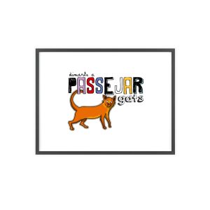 Dimarts a passejar gats — Poster con marco de madera