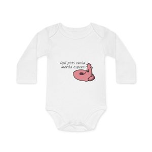 «Qui pets envia» — Body bebe manga larga organico