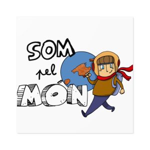 «Som pel món» — Pegatinas laminadas cuadradas