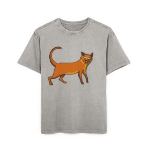 Moix – gato naranja de paseo — Camiseta oversize lavado acido