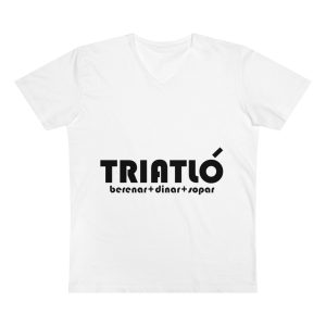 Triatló: berenar + dinar + sopar — Camiseta hombre cuello de pico Presenter