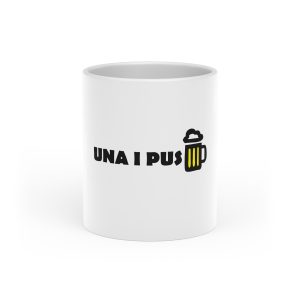 «Una i pus» cervessa — Taza con asa de corazon