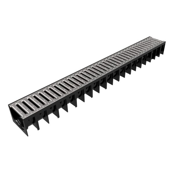 Pz. canales Aco plastico 4ALL 100x12x9.2 negro con rejilla galvanizada (00853003)