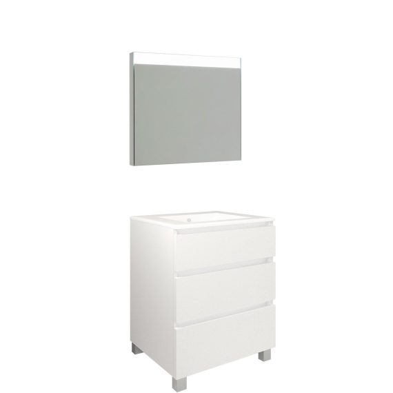 Conjunto Baho Plus 80 Manning A Suelo Blanco Mate (Espejo Led)