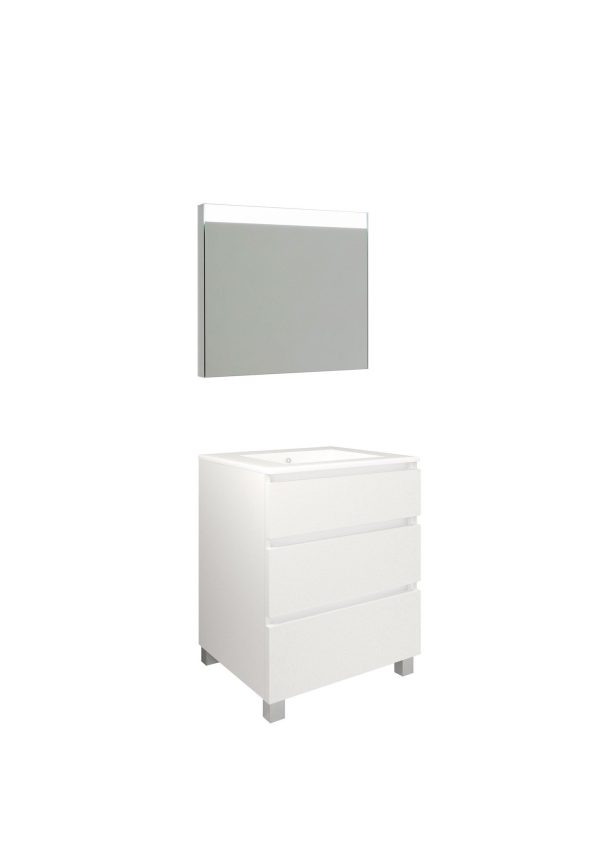 Conjunto Baho Plus 80 Manning A Suelo Blanco Mate (Espejo Led)
