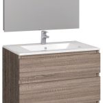 Conjunto Baho manning a suelo 80 roble cambrian con espejo led