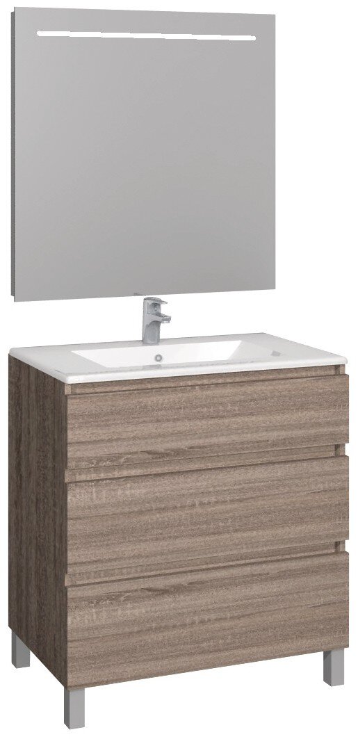 Set Baho manning floor-standing 80 cambrian oak with led mirror