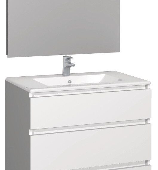 Conjunto Baho manning a suelo 80 blanco con espejo led