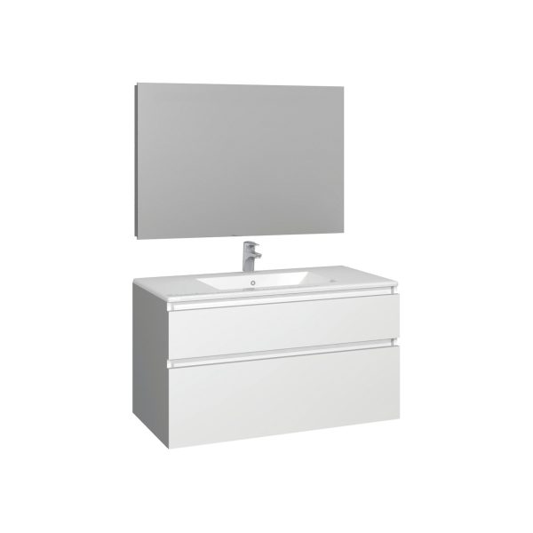 Conjunto Baho manning susp. 100 blanco con espejo liso