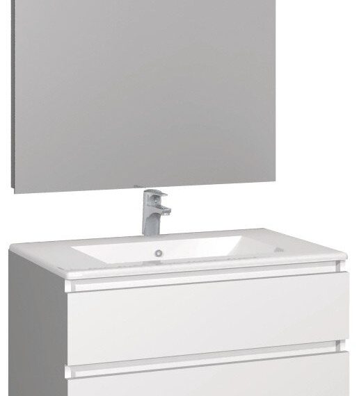 Conjunto Baho manning susp. 80 blanco mate con espejo led