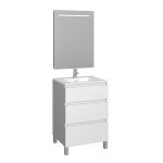 Conjunto Baho manning a suelo 60 blanco con espejo led