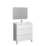 Conjunto Baho manning a suelo 80 blanco con espejo liso