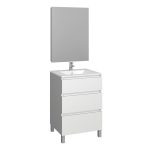 Conjunto Baho manning a suelo 60 blanco brillo con espejo liso