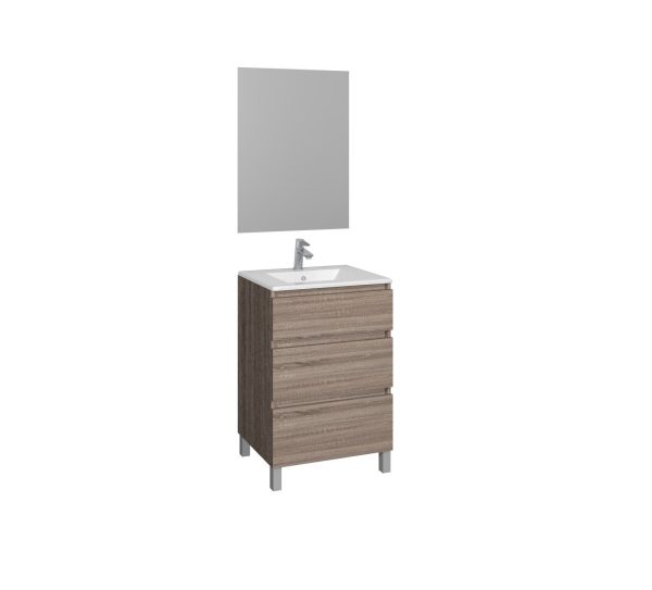 Baho manning floor-standing set 60 cambrian oak with plain mirror