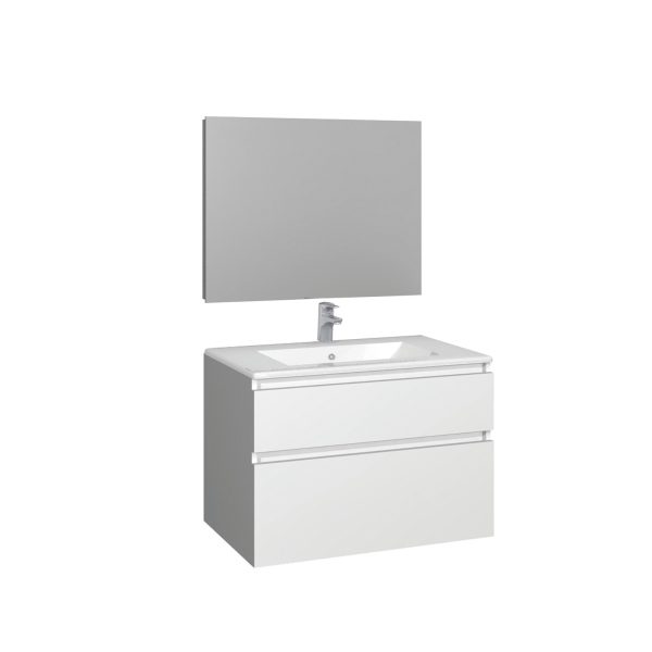 Conjunto Baho manning susp. 80 blanco mate con espejo liso