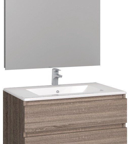 Conjunto Baho manning susp. 80 roble cambrian con espejo liso