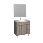 Conjunto Baho matty a suelo 80 roble cambrian con espejo liso