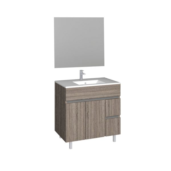 Baho matty Set bodenstehend 80 Cambrian Eiche mit schlichtem Spiegel