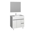 Conjunto Baho matty a suelo 80 blanco con espejo liso