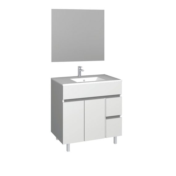 Conjunt Baho matty a terra 80 blanc amb mirall llis
