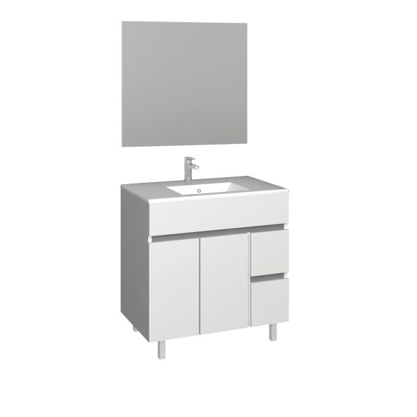 Conjunt Baho matty a terra 80 blanc amb mirall llis