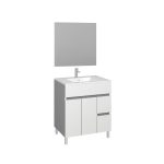 Conjunto Baho matty a suelo 70 blanco con espejo liso