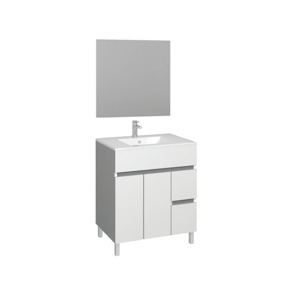 Conjunt Baho matty a terra 70 blanc amb mirall llis